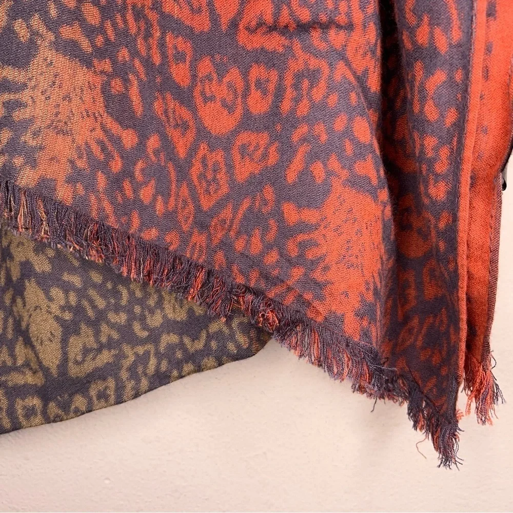 Charlie Paige Scarf Multicolored Leopard Print Red Orange Golden Beige Boho